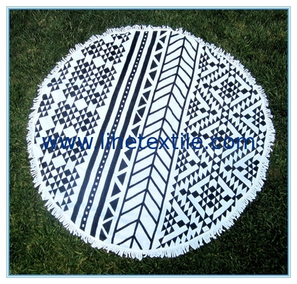 cotton large round beach towels novelty towels with tassel fringe