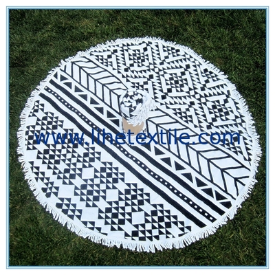 cotton large round beach towels novelty towels with tassel fringe