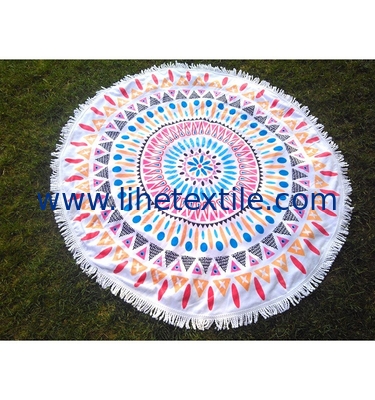 cotton large round beach towels novelty towels with tassel fringe