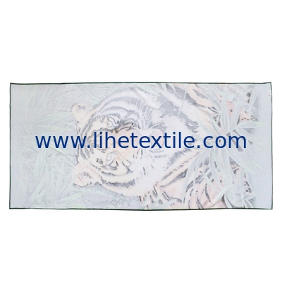 Custom Tiger Printed Microfiber Quick Drying Beach Towel