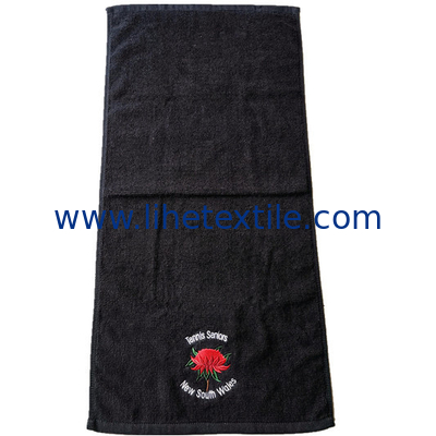 custom 100% cotton embroidery logo gym towel sport towels black and white