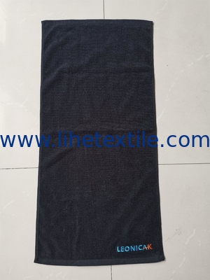 OEM available Eco-friendly black color personalized embroidery logo or packaging design cotton sports towel