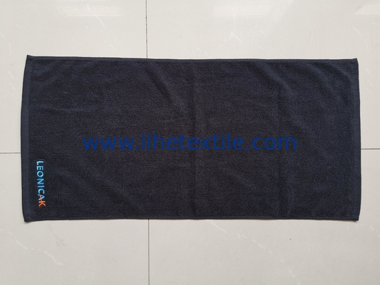 OEM available Eco-friendly black color personalized embroidery logo or packaging design cotton sports towel