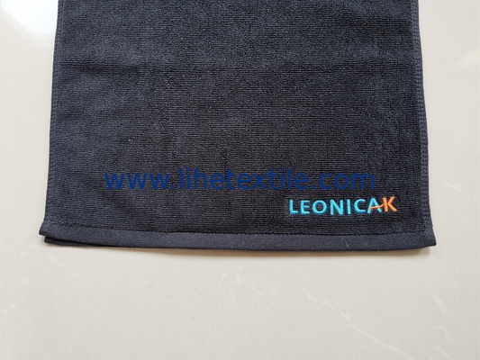OEM available Eco-friendly black color personalized embroidery logo or packaging design cotton sports towel