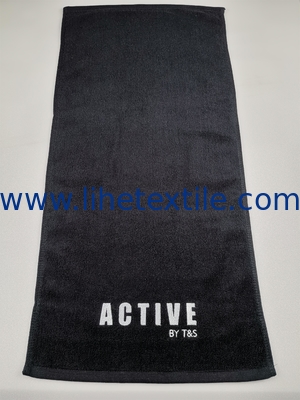 Custom High Quality Salon Gym Hair Turban Embroidery Jacquard LOGO private label black towels 100% cotton