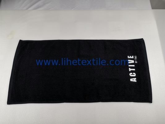 Custom High Quality Salon Gym Hair Turban Embroidery Jacquard LOGO private label black towels 100% cotton