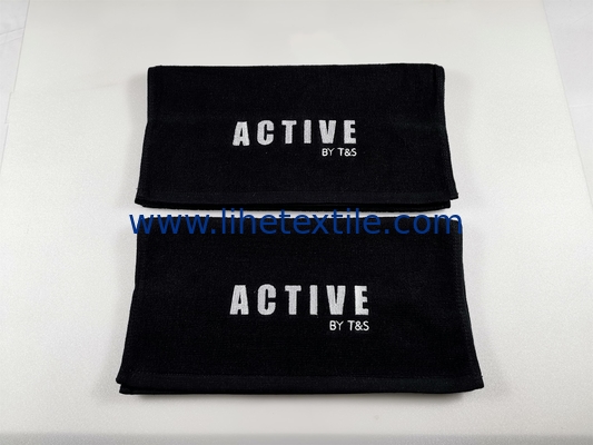 Custom High Quality Salon Gym Hair Turban Embroidery Jacquard LOGO private label black towels 100% cotton