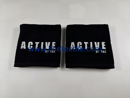 Custom High Quality Salon Gym Hair Turban Embroidery Jacquard LOGO private label black towels 100% cotton