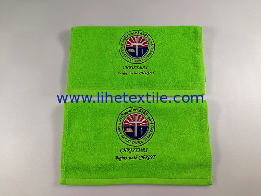 100% Cotton Green Personalized Custom Embroidery Gym Towel with Logo
