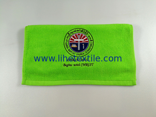 100% Cotton Green Personalized Custom Embroidery Gym Towel with Logo