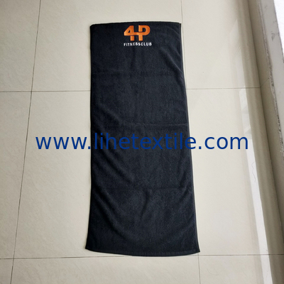 Custom Logo Gym Bench Towels with Zip Pocket 100% Cotton Sports Towel for Fitness