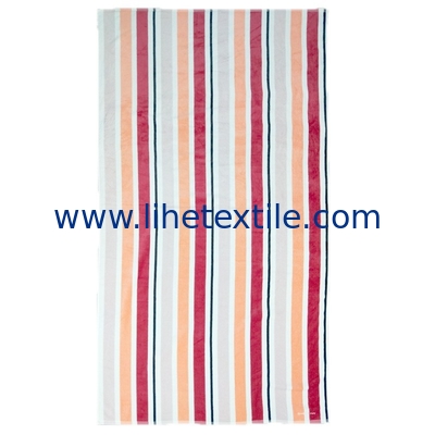 100% cotton fabric with embroidery logo colorful stripe jacquard beach towels