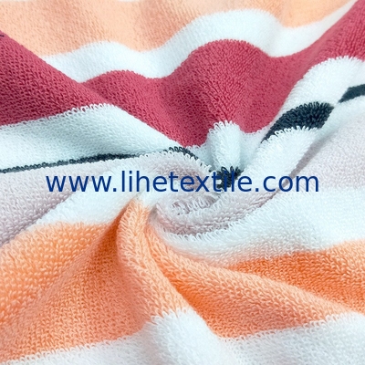 100% cotton fabric with embroidery logo colorful stripe jacquard beach towels
