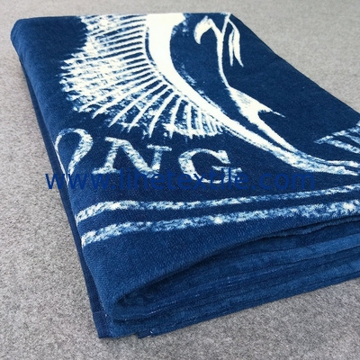 100% Cotton printed customized design logo blue beach towel
