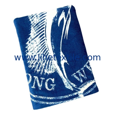 100% Cotton printed customized design logo blue beach towel