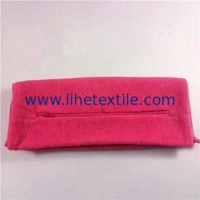 100%cotton fitness sport gym towel with hood zipper pocket logo embroidery