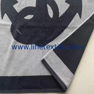 100% cotton jacquard bath towel custom logoNavy anchor velour woven jacquard beach towel