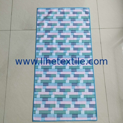 RPET bottle recycled polyester material waffle fabric custom design double side print beach towel with logo
