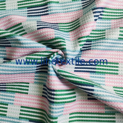 RPET bottle recycled polyester material waffle fabric custom design double side print beach towel with logo