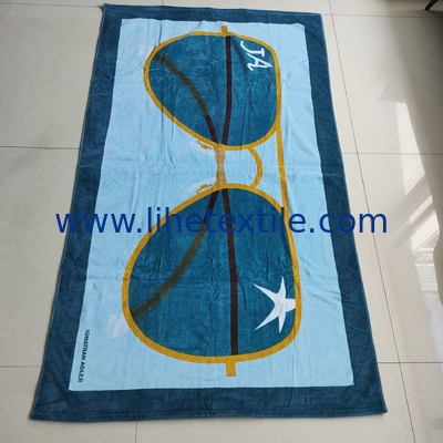 Wholesale custom 100% cotton beach towel with logo printed glasses pattern  beach towel