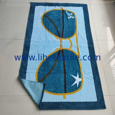 Wholesale custom 100% cotton beach towel with logo printed glasses pattern  beach towel