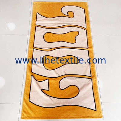 100% cotton double sides printing custom beach towel double sided printed oversize yellow cotton beach towel orange beac