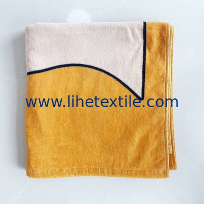 100% cotton double sides printing custom beach towel double sided printed oversize yellow cotton beach towel orange beac