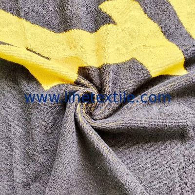 Black beach towel 450gsm velour black and orange yellow yarn dyed jacquard custom beach towels