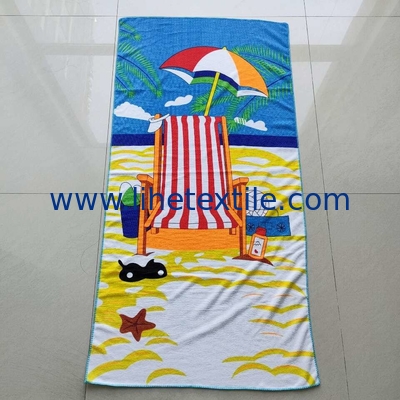 Wholesale super soft scenery reactive print customized promotional beach towel