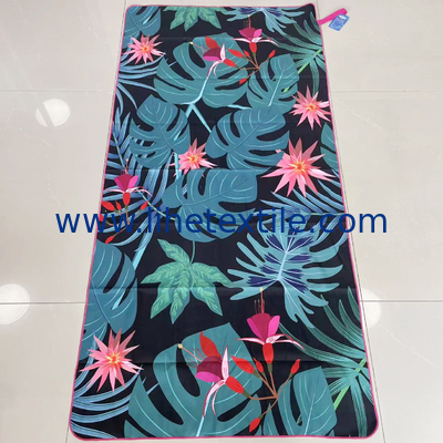 wholesale leaf tropical quick dry  printed suede light weight sand free beach towel