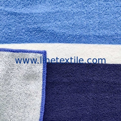 Navy blue microfiber custom sublimation summer large beach towel blue white linen tropical gingham stripe luxury beach t