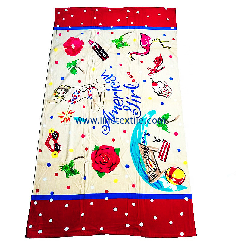 Manufacturer supply oversize 100%Cotton Custom Logo Velour Beach Towel Terry Printed Cotton Beach Towels