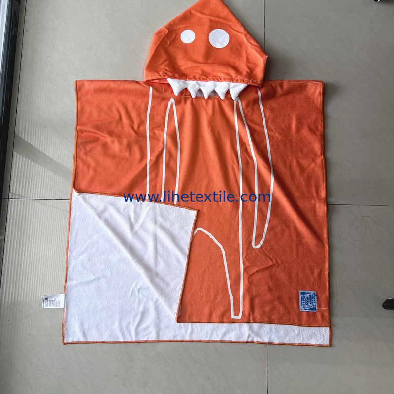 Wholesale Microfiber Kids Cartoon Print Beach Towel Poncho Children Beach Poncho Kids Hooded Beach Poncho Towel