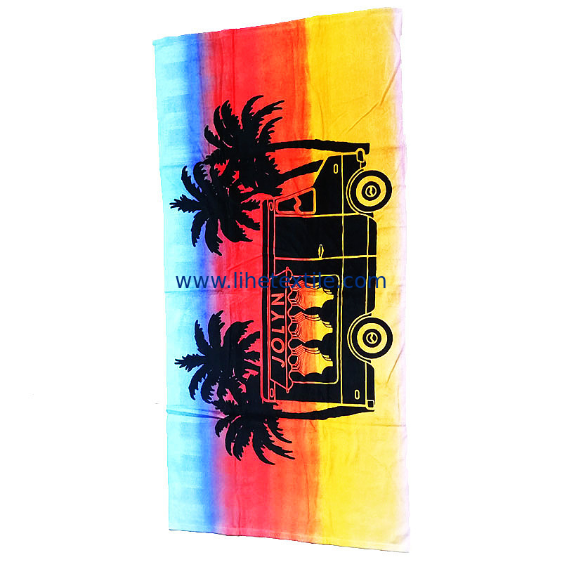 Large Beach Towel Reactive Printing 100% Organic Cotton Velour Terry Summer Bath Beach Towels