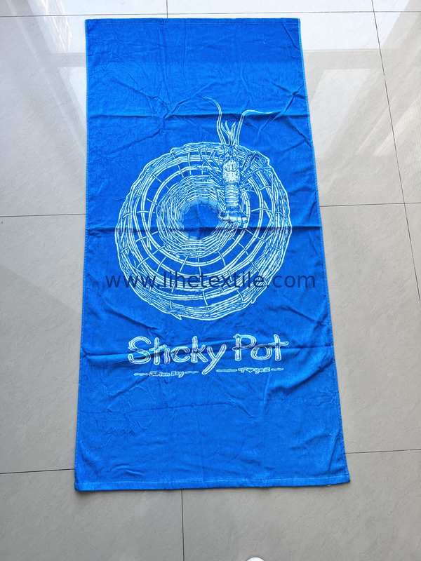 100% Cotton rectangle eco friendly beach towel sublimation recycled blue towel custom beach towel logo