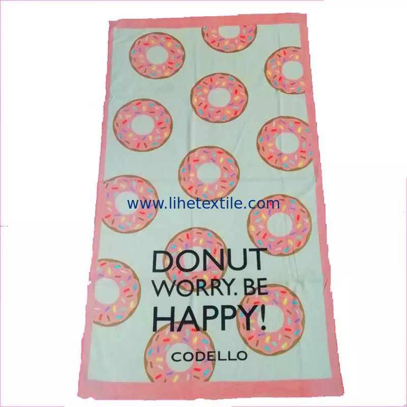 Factory OEM Custom Personalized Logo Reactive Printed 100% Cotton Terry Cotton Beach Towel