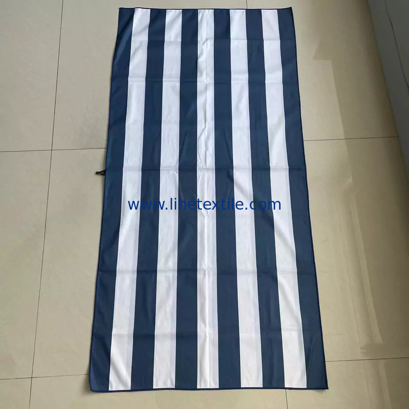 Small MOQ  Recycled Microfibre  oversized quick dry beach towel with logo stripe