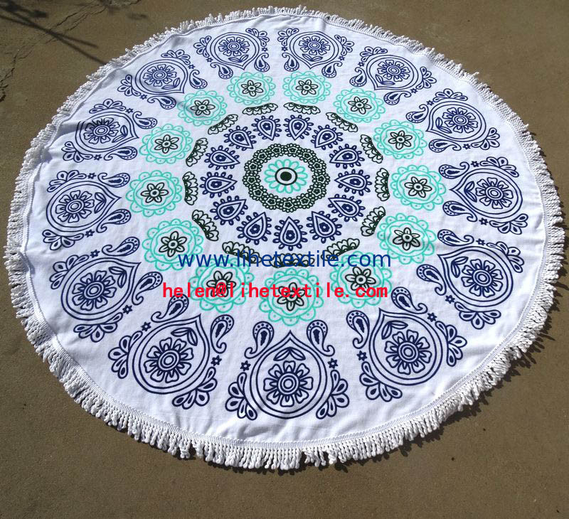 customer design round beach towel , dia 150cm , with tassel ,Sandless Cotton Circle Beach Towel
