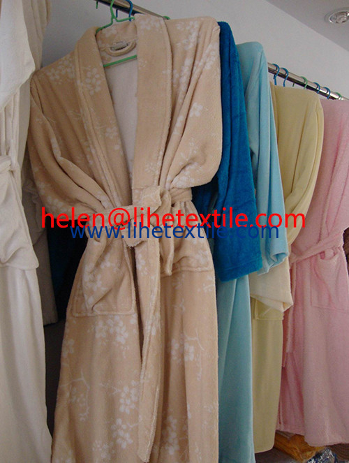 bathrobe , bath shirt , yellow , blue , white color , 100% cotton