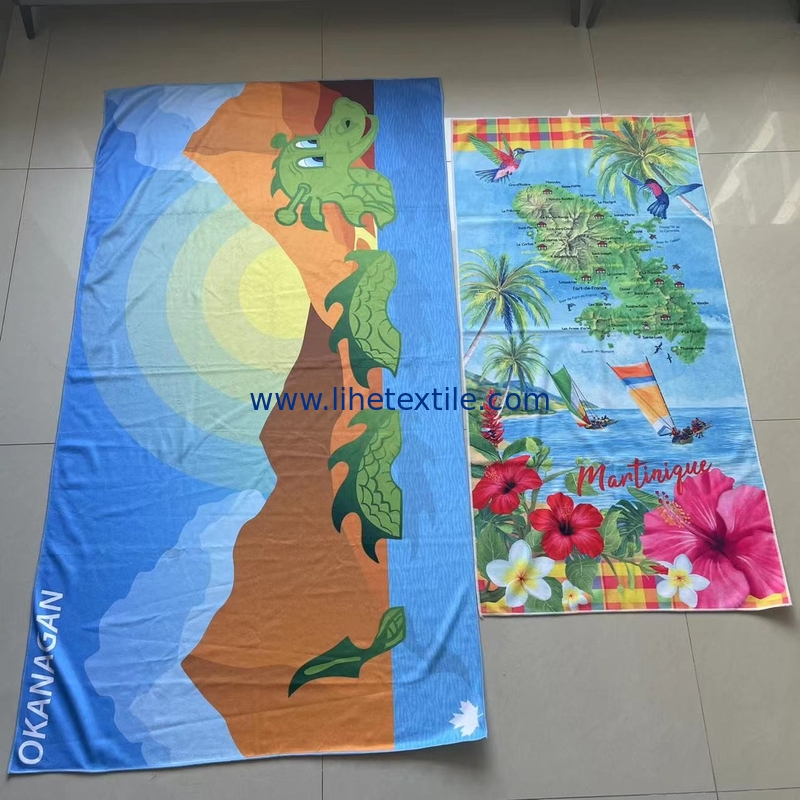 Oversized  kids eco friendly light weight print microfiber beach towel custom sand free beach towel
