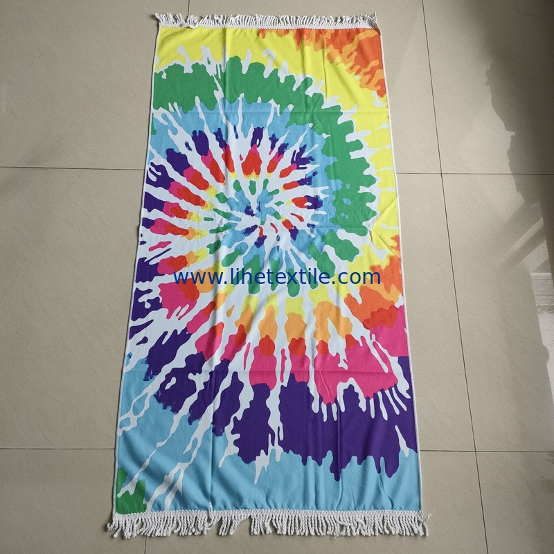 oversized quick dry microfiber sandfree recycled  beach towel with logo custom print tie dye beach towel