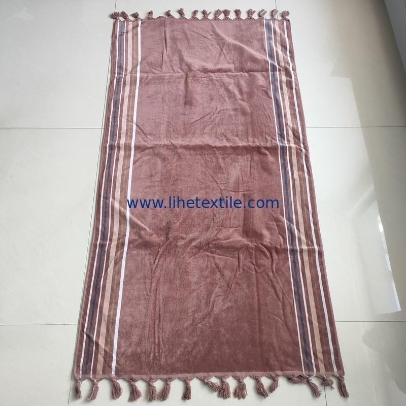 large  cotton organic quick dry beach towel custom kid beach towel with tassels designer stripe beach towel