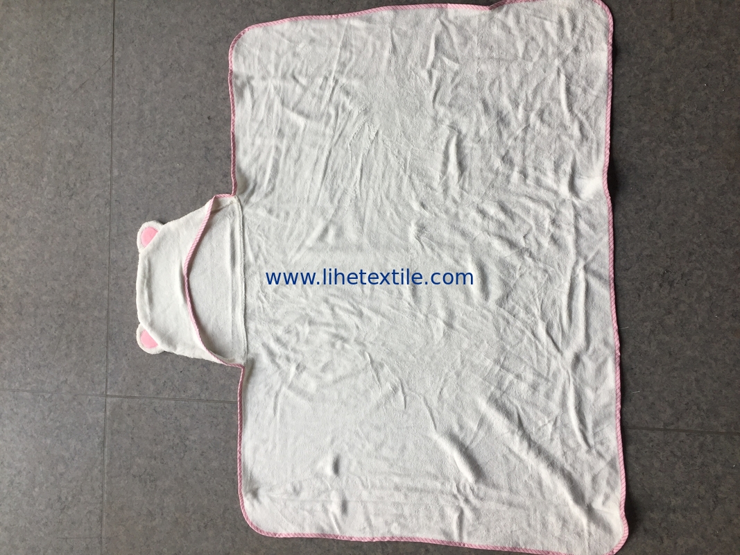 Wholesale organic bamboo hooted baby bath towel large  white embroidery kids cartoon bath towel with hood