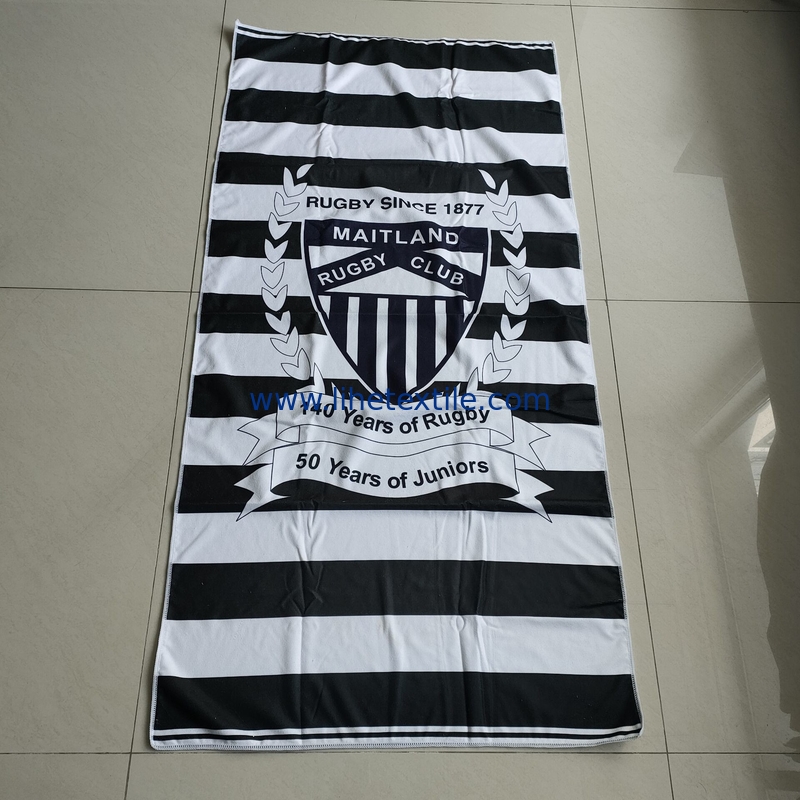 Soft fabric microfiber beach towel with logo custom print designer summer light weight stripe beach towel