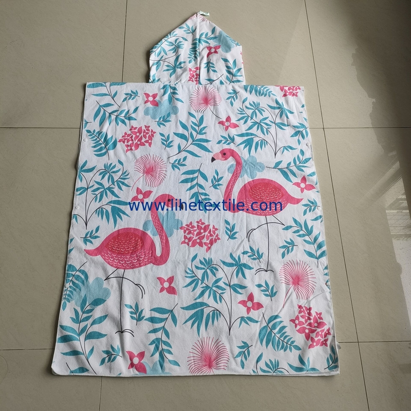 Customized wholesale digital print beach dry changing robes custom logo printing surf hooded poncho towel with pocket