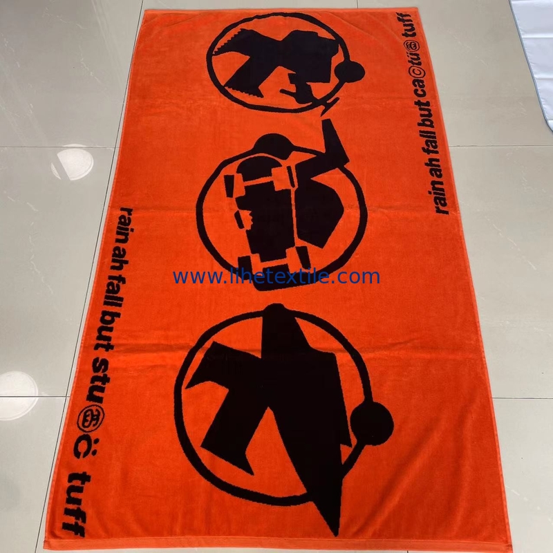 Beach towel 100% cotton terry fabric pool beach towel custom design double side jacquard towel