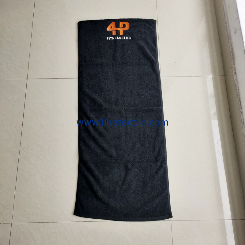 Custom Logo Gym Bench Towels with Zip Pocket 100% Cotton Sports Towel for Fitness