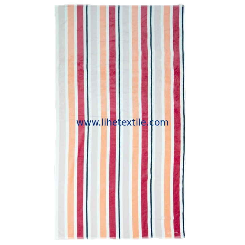 100% cotton fabric with embroidery logo colorful stripe jacquard beach towels
