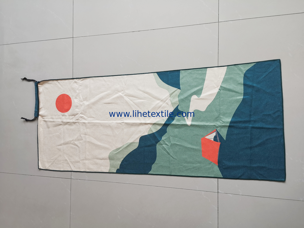 Custom pattern quick dry larger sand free microfiber beach towel for vacation with drawstring bag