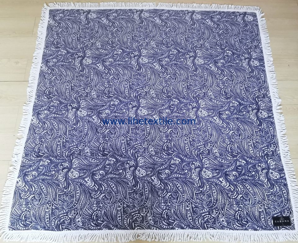 100% Cotton Custom Gift Box Packaging Personalized Square Woven Mandala Printed Beach Towel With Tassel